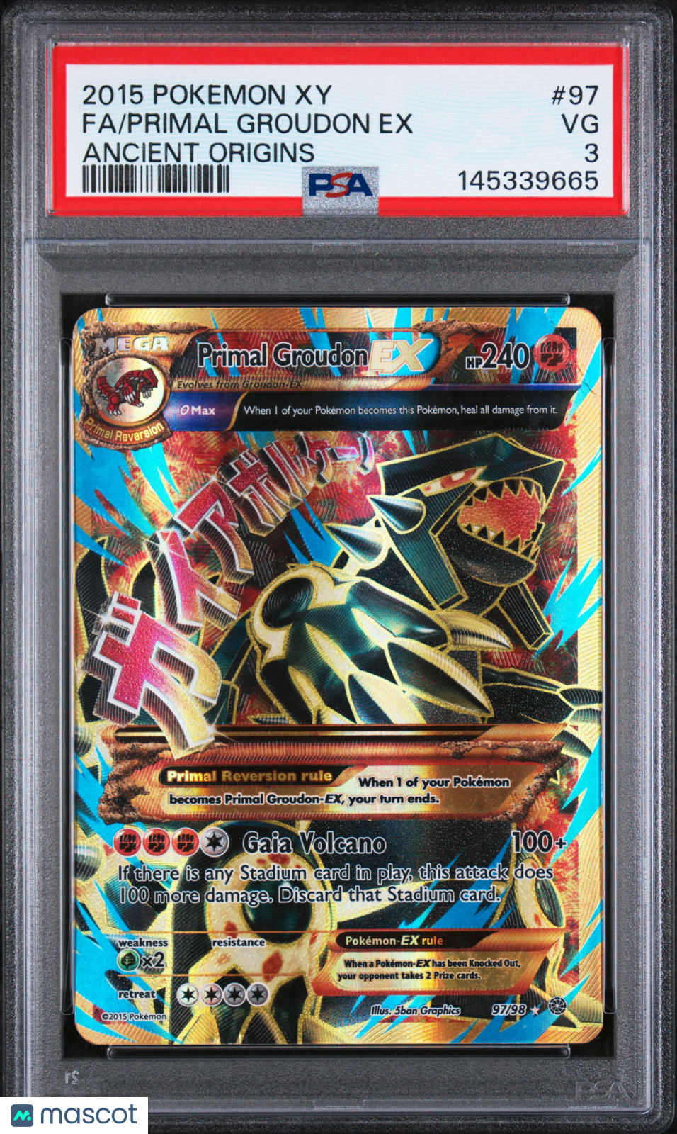 2015 Pokemon Xy Ancient Origins Primal Groudon EX Full Art Fa PSA 3 #97