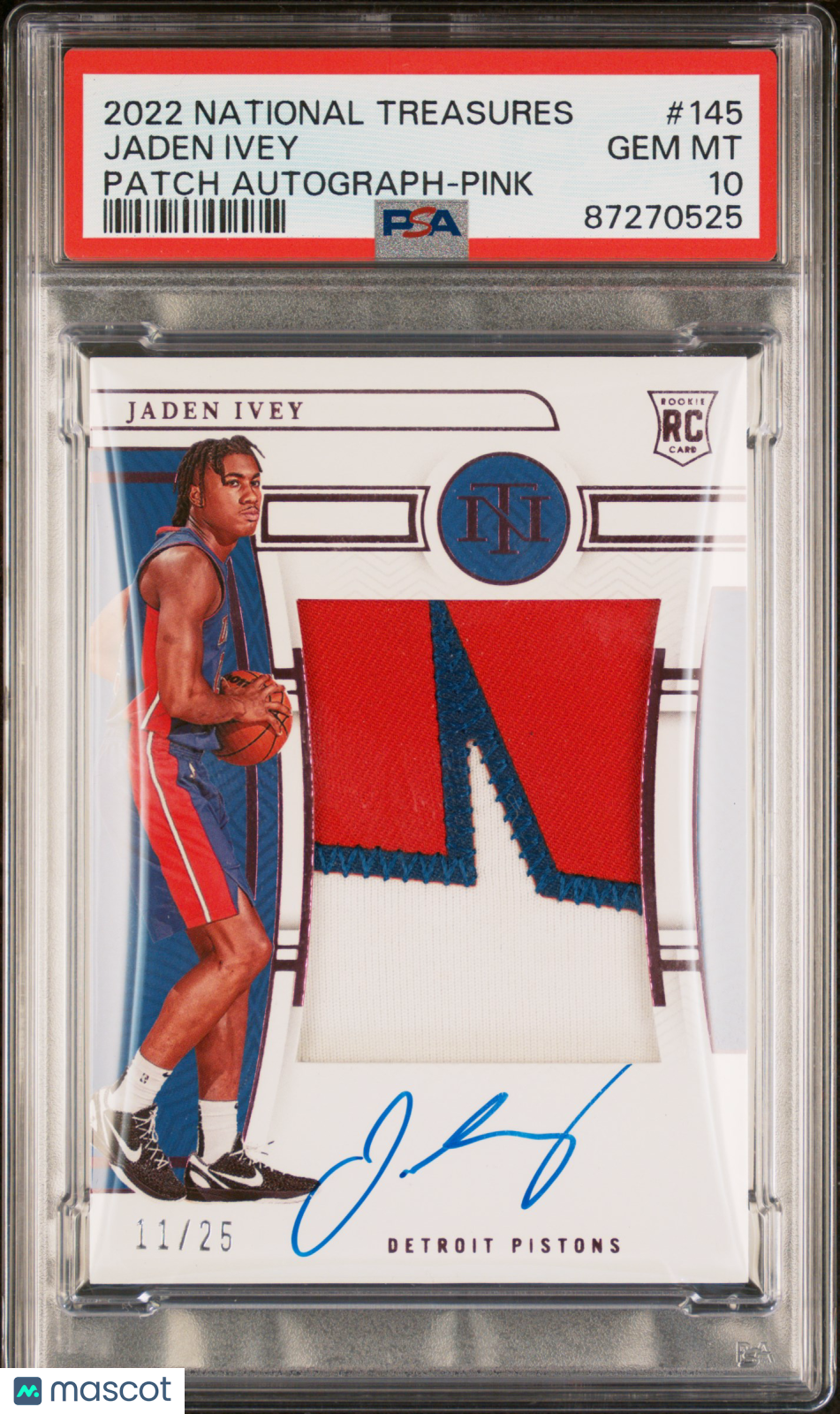 2022 National Treasures Jaden Ivey #145 PSA 10 RPA #/25 Rookie Auto Patch POP 1