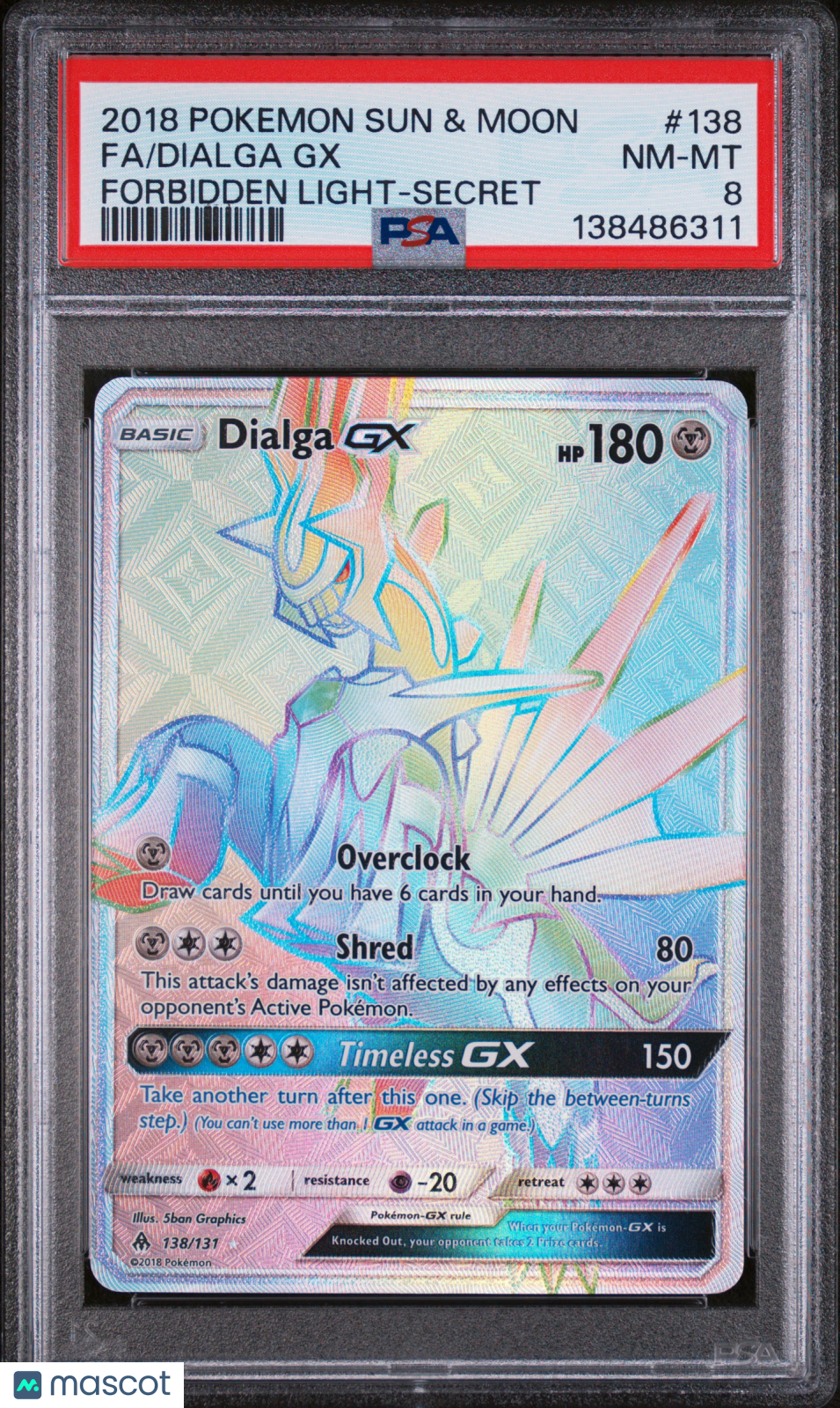 2018 Pokemon Sun & Moon Forbidden Light Dialga GX Fa -Secret PSA 8 #138