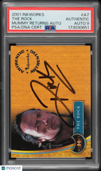 2001 Inkworks Mummy Returns Autograph The Rock Dwayne Johnson #A7 PSA Auto 9