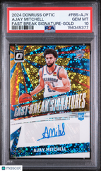 2024 Donruss Optic Fast Break Ajay Mitchell Rookie #/10 Gold Prizm PSA 10 Auto