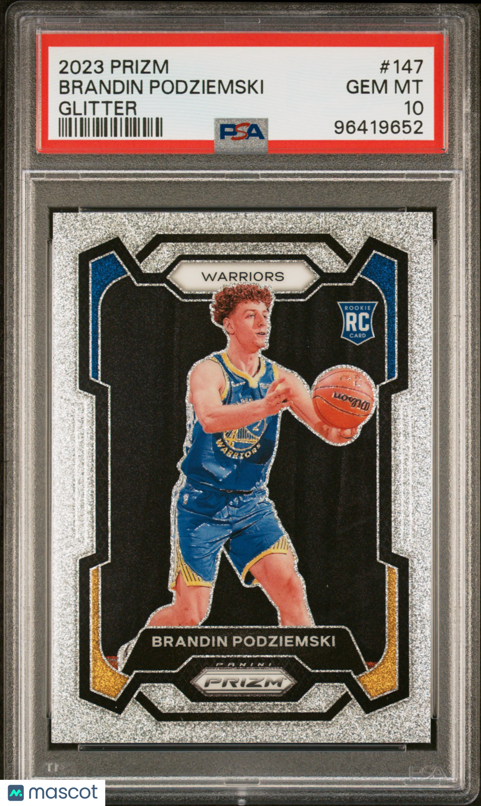2023 Panini Prizm Brandin Podziemski #147 Rookie Glitter SP RC PSA 10