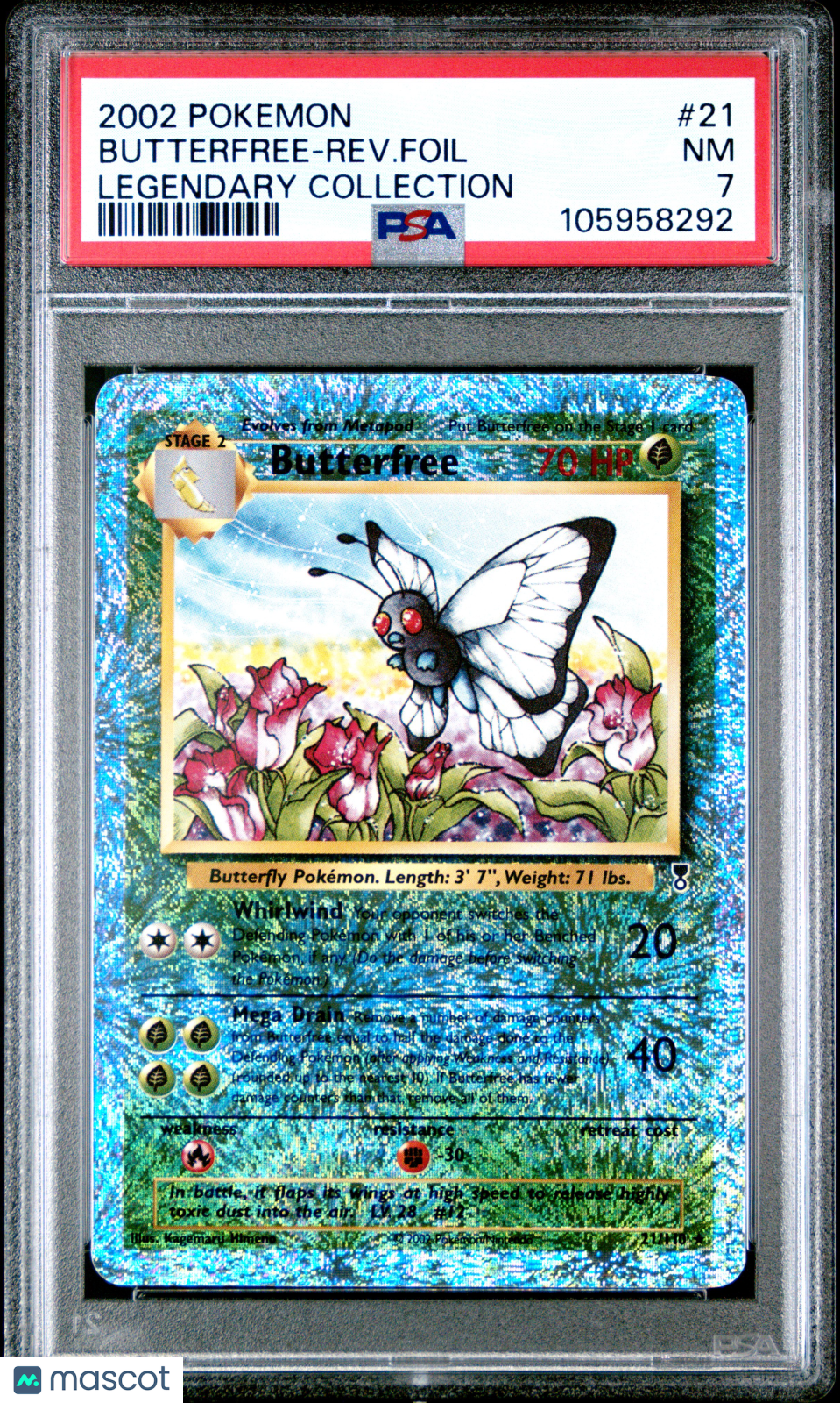 2002 Pokemon Legendary Collection Butterfree -Reverse Foil #21 PSA 7 Nm