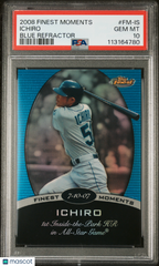2008 Finest Moments Ichiro #FM-IS Blue Refractor #/299 PSA 10 POP 2