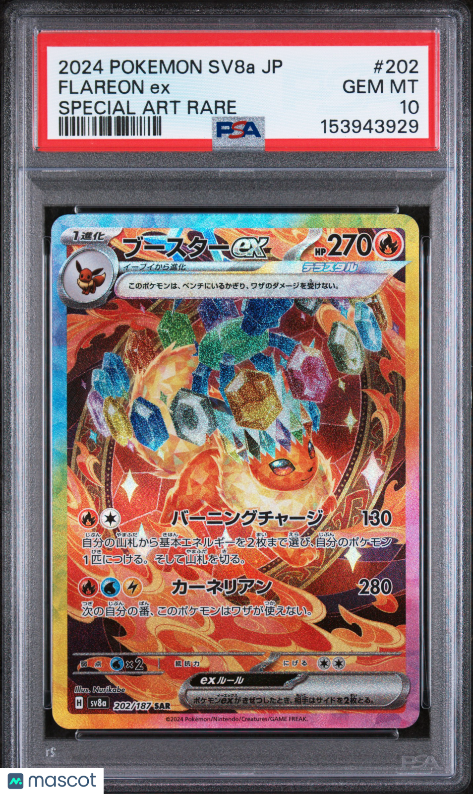 2024 Pokemon Japanese Terastal Fest EX Flareon EX Special Art Rare PSA 10 #202