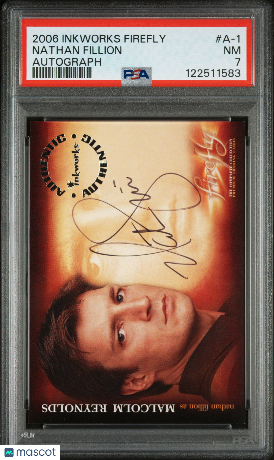 2006 Inkworks Firefly Autographs Nathan Fillion as Reynolds Auto #A-1 PSA 7
