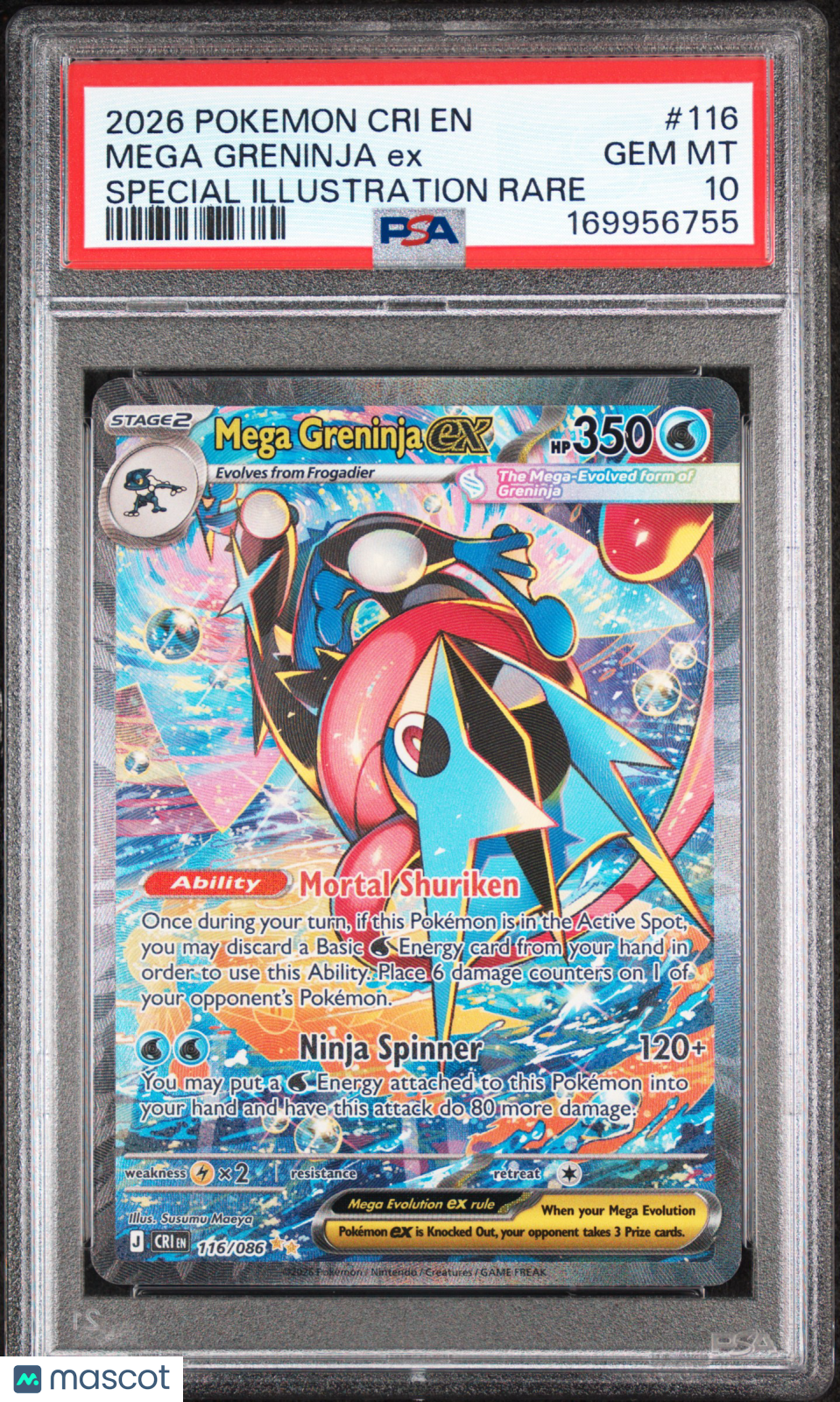 2026 Pokemon Cri EN-Chaos Rising Mega Greninja EX Special Illu Rare PSA 10 #116