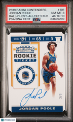 2019 Panini Contenders Jordan Poole #101 PSA 8 #3/3 Rookie Auto Jersey Number