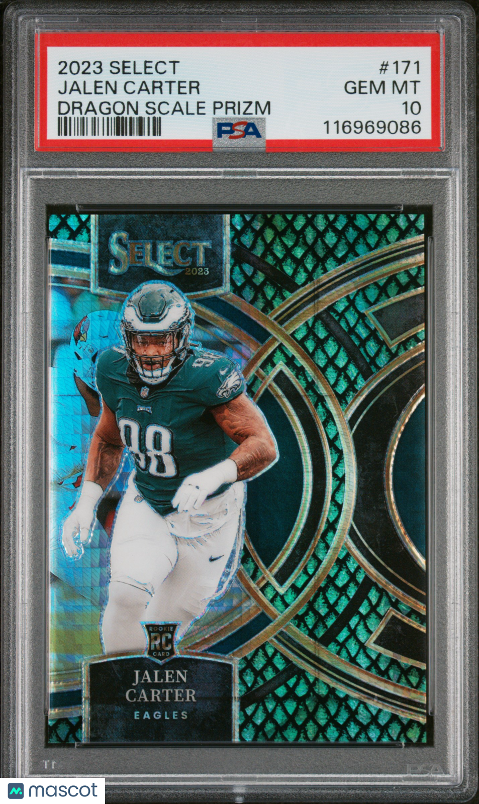 2023 Panini Select Jalen Carter #171 Dragon Scale Prizm /70 Rookie PSA 10 Gem