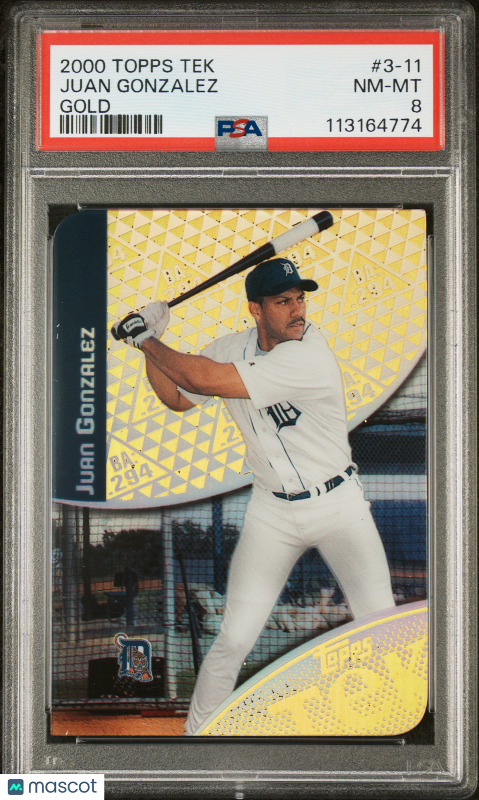 2000 Topps Tek Juan Gonzalez #3-11 Gold #/10 BATTING AVE PATTERN PSA 8
