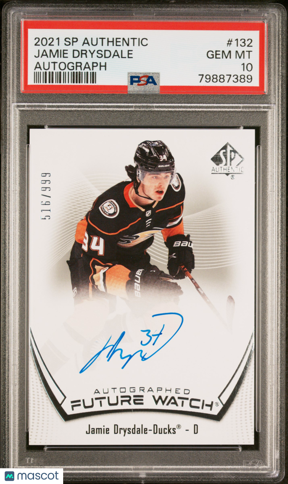 2021 SP Authentic Jamie Drysdale #132 Auto Future Watch Rookie /999 PSA 10 Ducks