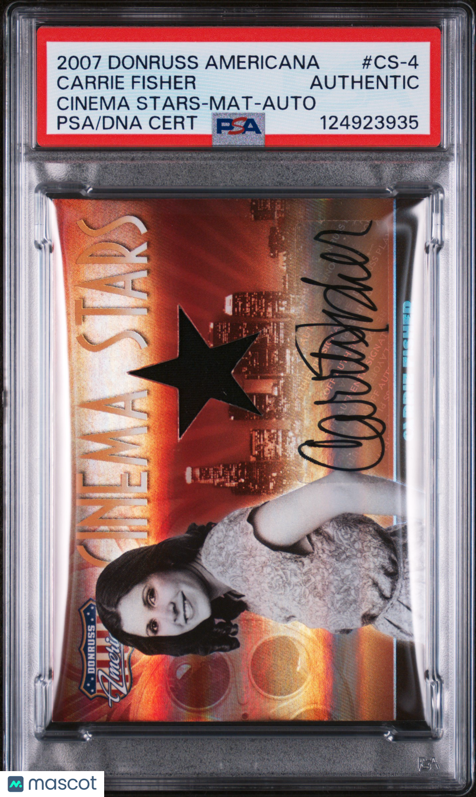 2007 Donruss Americana Cinema Stars Carrie Fisher Relic /25 PSA Auto