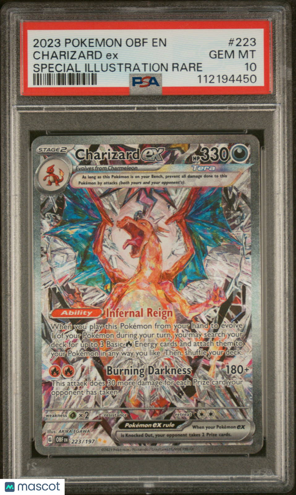 2023 Pokemon Obf EN-Obsidian Charizard EX #223 Special Illustration Rare PSA 10
