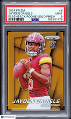 2024 Panini Prizm Flashback Rookie Jayden Daniels #8 Gold RC #3/10 PSA 9 Mint