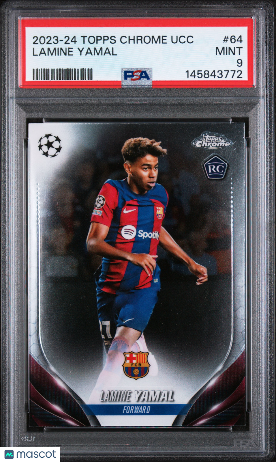 2023-24 Topps Chrome UEFA Club Competitions Lamine Yamal #64 Mint Rookie PSA 9