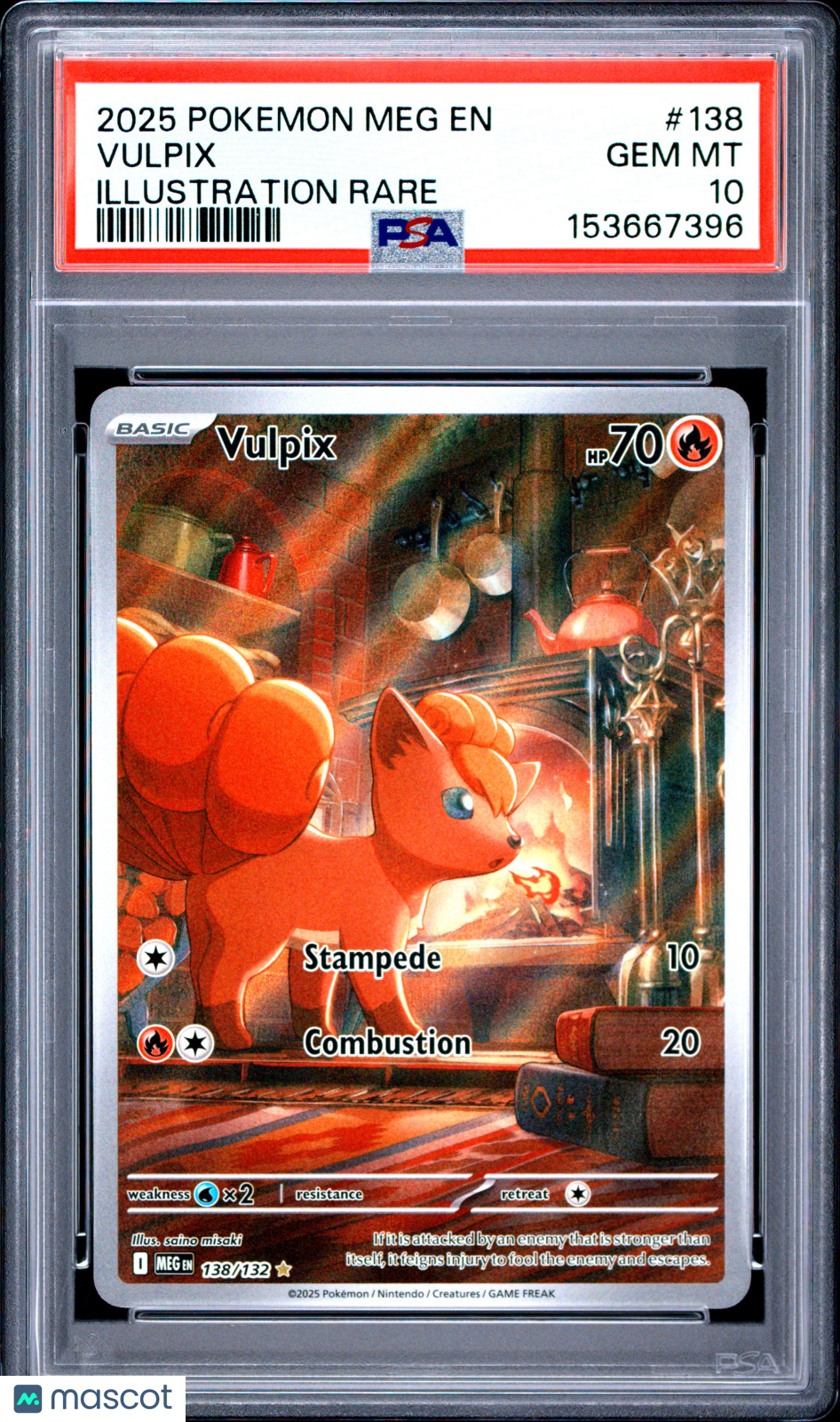 2025 Pokemon Mega Evolution Vulpix Illustration Rare FA PSA 10 #138 Gem Mint