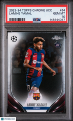 2023-24 Topps Chrome UEFA Club Lamine Yamal #64 Rookie RC PSA 10 World Cup
