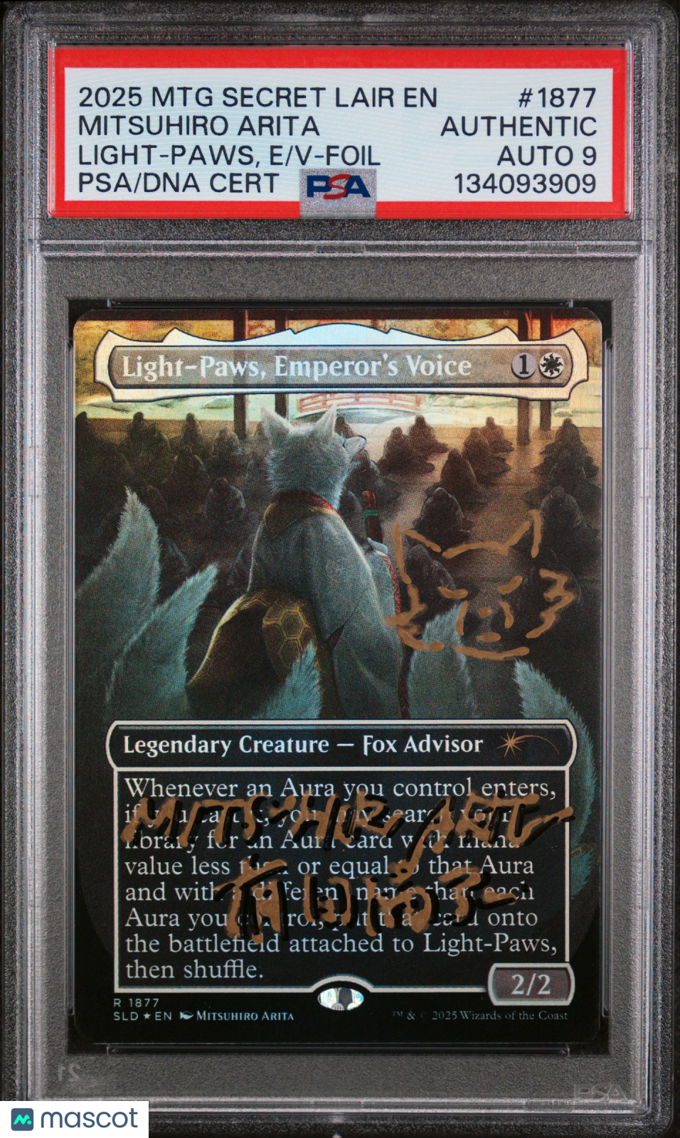 2025 Magic MTG SLDrop Light-Paws Foil PSA Mitsuhiro Arita Auto 9 & Sketch #1877