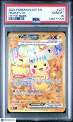 2024 Pokemon SSP EN-Surging Sparks Pikachu EX #247 Full Art Hyper Rare PSA 10