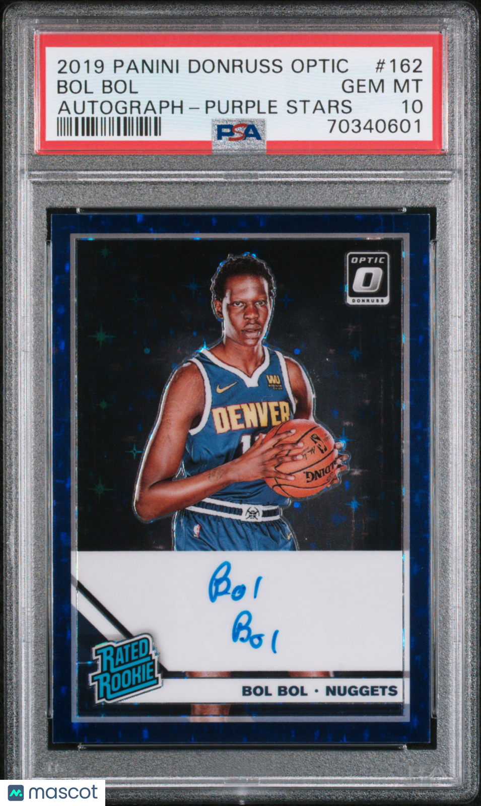 2019 Panini Donruss Optic Bol Bol #162 PSA 10 Purple Star Prizm Auto /49 Rookie