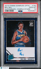 2019 Panini Donruss Optic Bol Bol #162 PSA 10 Purple Star Prizm Auto /49 Rookie