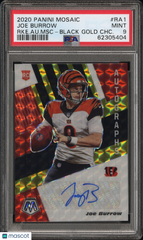 2020 Panini Mosaic Rookie Auto Mosaic Joe Burrow Black Gold Prizm #/8 PSA 9