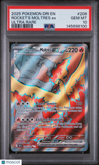 2025 Pokemon Destined Rivals Rocket's Moltres EX Ultra Rare PSA 10 #208