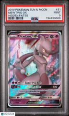 2019 Pokemon Sun & Moon Hidden Fates Mewtwo GX Holo Holo Full Art PSA 9 #31
