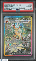 2025 Pokemon Pre EN-Prismatic Evol Leafeon #144 Special Illustration Rare PSA 10