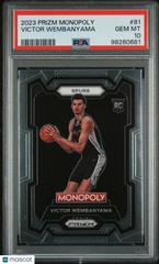 2023 Panini Prizm Monopoly Victor Wembanyama #81 Rookie RC PSA 10 Gem MInt