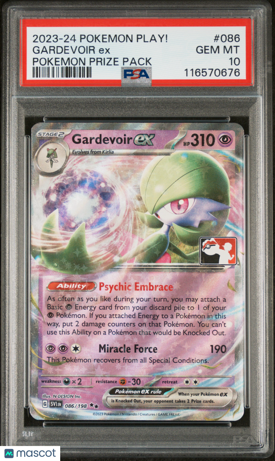 2023 Pokemon Play! SVI EN Pokemon Prize Pack Gardevoir EX #086 PSA 10
