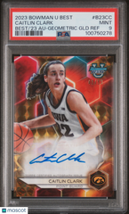 ‘23 Bowman University Gold Refractor Caitlin Clark 50 Rookie Auto PSA 9 WNBA