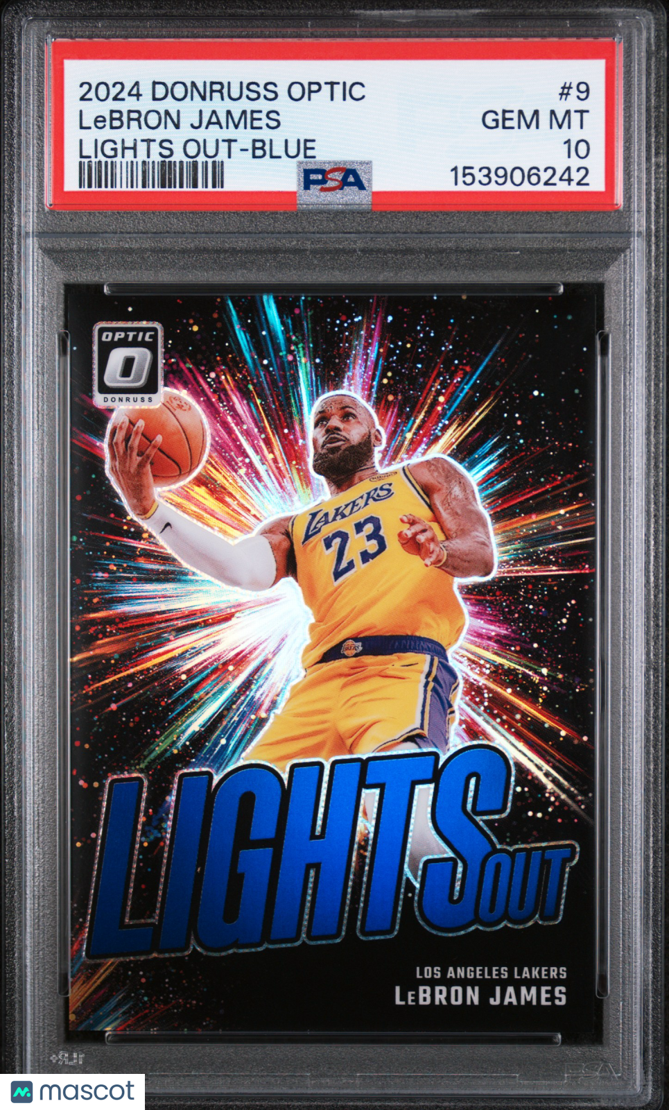 2024 Donruss Optic Lights Out LeBron James #9 Blue Prizm #/49 PSA 10 POP 4