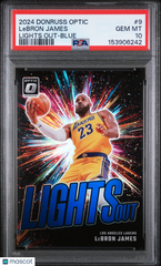 2024 Donruss Optic Lights Out LeBron James #9 Blue Prizm #/49 PSA 10 POP 4