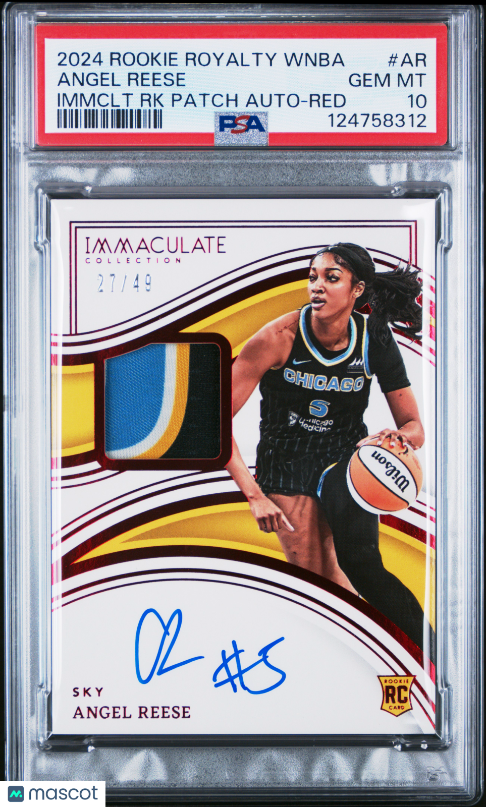 2024 Rookie Royalty WNBA Immaculate Patch Auto Angel Reese Red /49 PSA 10 POP 1