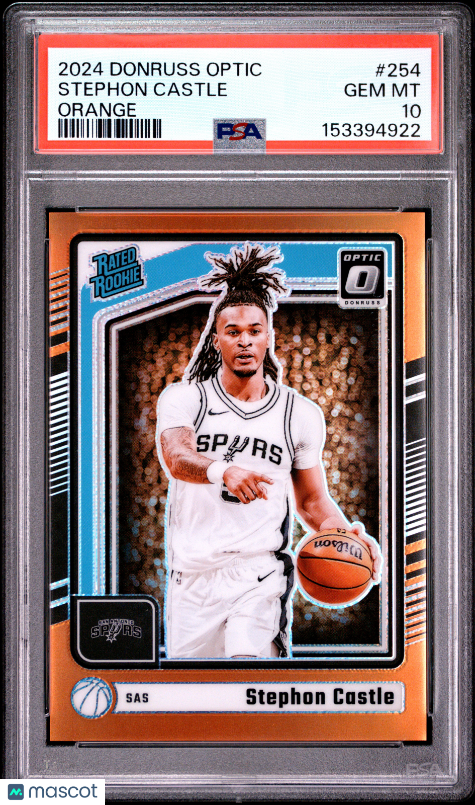 2024 Donruss Optic Stephon Castle #254 Orange Prizm Rookie /175 PSA 10 POP 11