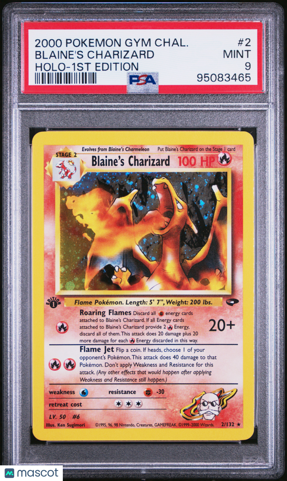 2000 Pokemon Gym Challenge Blaine's Charizard Holo-1st Edition PSA 9 #2 Mint