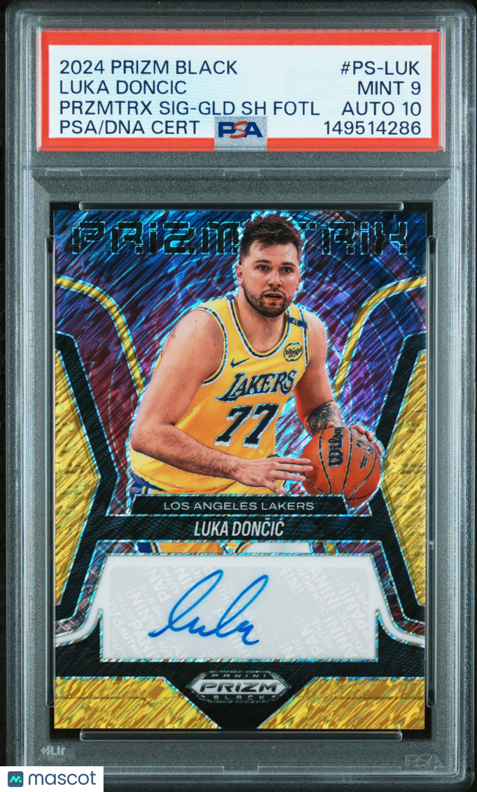 2024 Prizm Black Prizmatrix Signatures Luka Doncic GOLD Fotl #/10 PSA 9 Auto 10