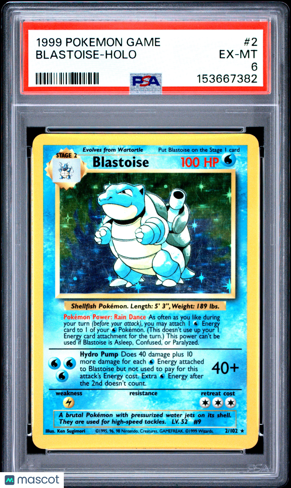 1999 Pokemon Game Blastoise Holo Holo PSA 6 #2