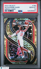 2024 Panini Select Alexandre Sarr #185 Rookie Green Camo Prizm  PSA 10