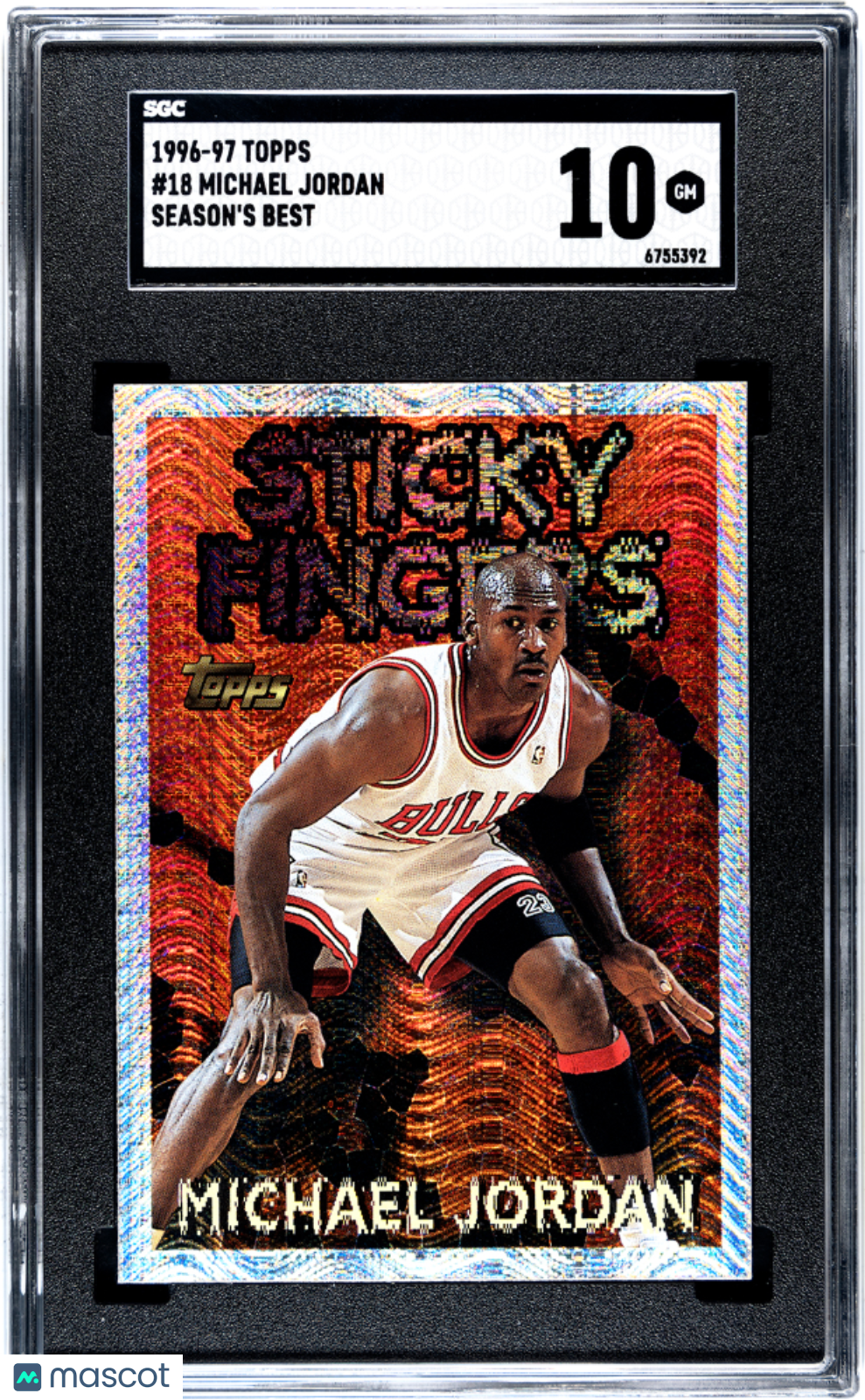 1996 Topps Michael Jordan #18 Season's Best Sticky SGC 10 POP 15 Tough Gem Mint