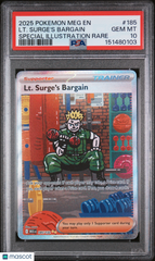 2025 Pokemon Mega Evolution LT. Surge's Bargain Special Illust Rare PSA 10 #185