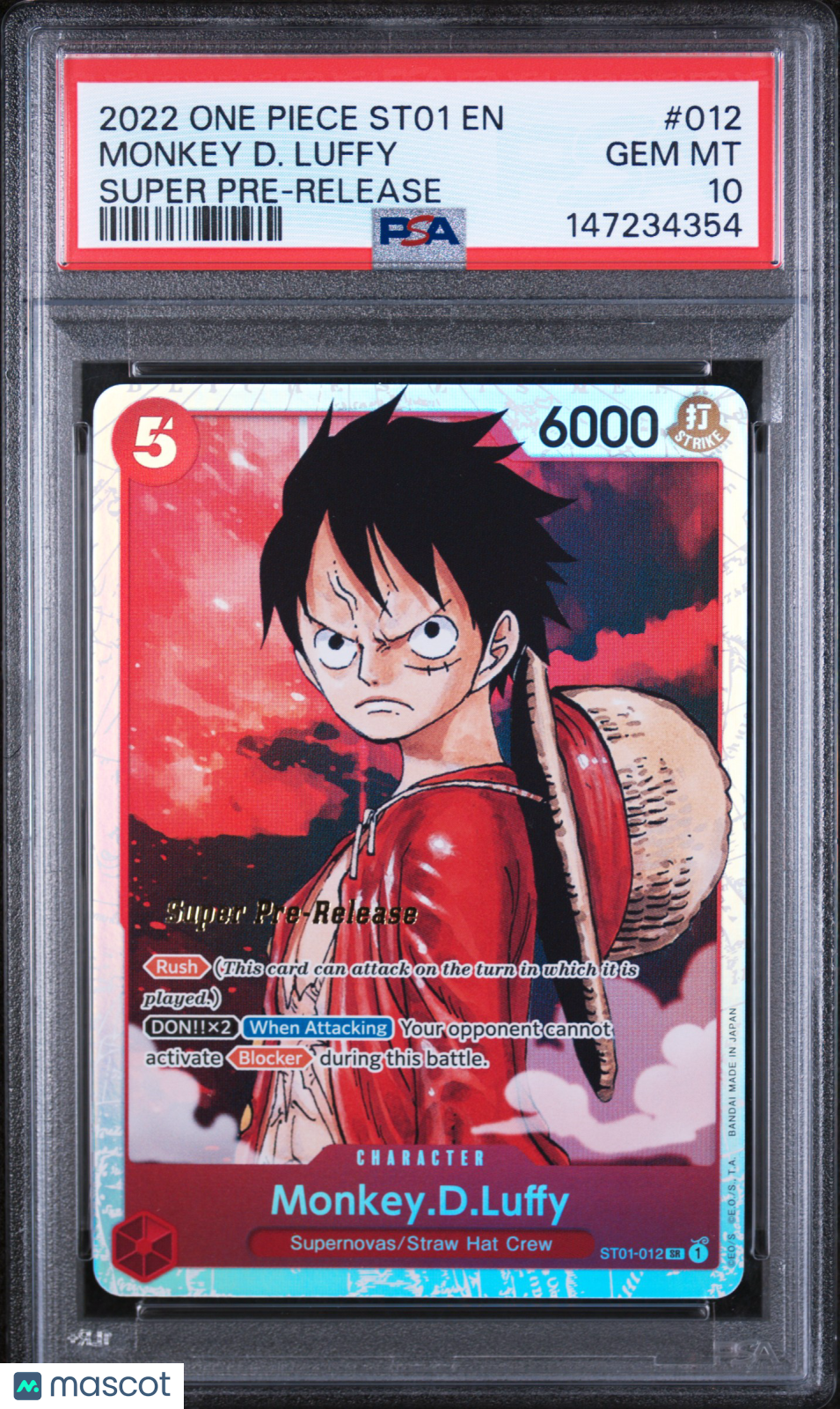 2022 One Piece Starter Deck Monkey D. Luffy Super Pre-Release PSA 10 #012 Gem Mt
