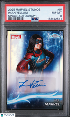 2025 Topps Marvel Studios Chrome Autograph Iman Vellani Ms Marvel Auto PSA 8