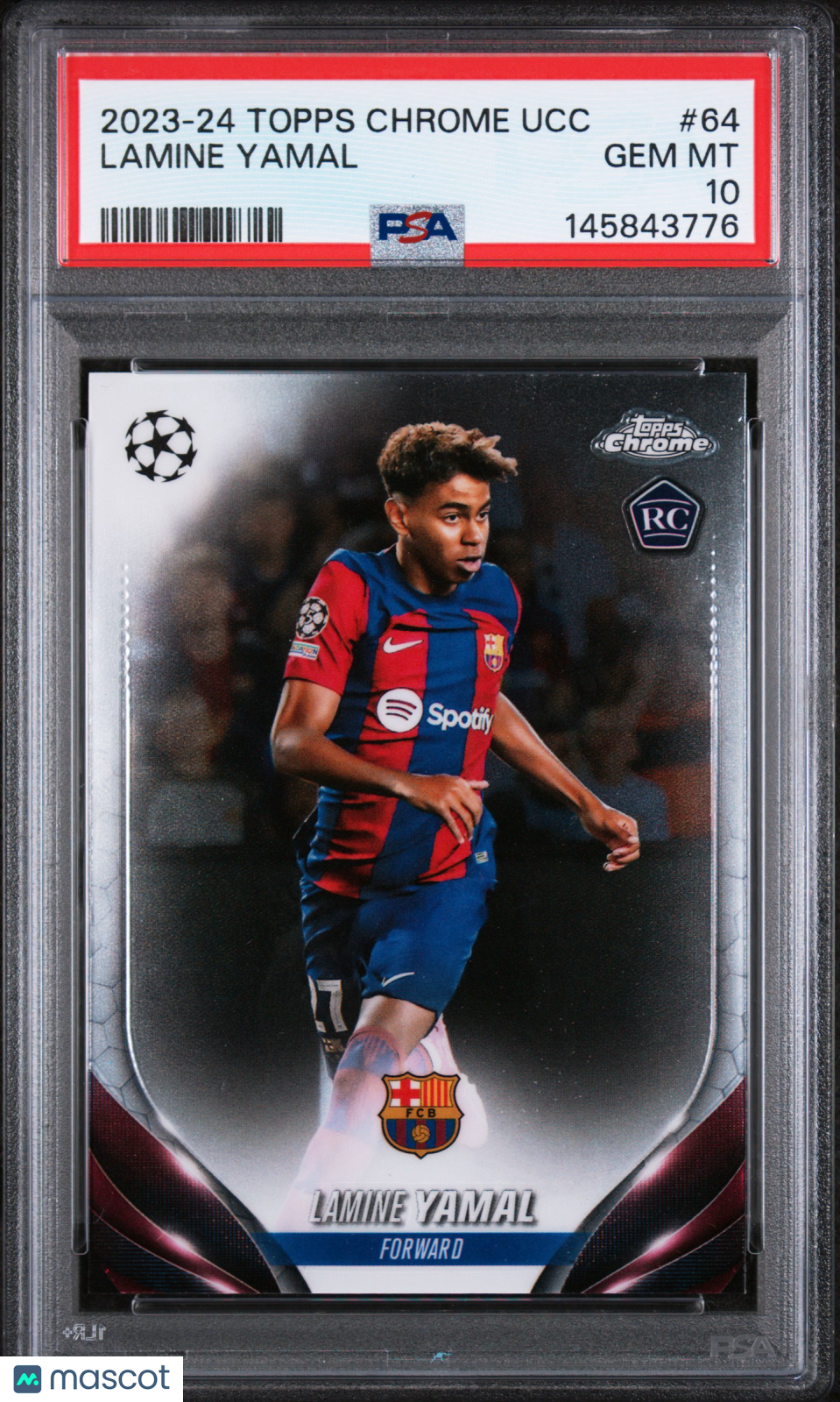 2023-24 Topps Chrome UEFA Club Lamine Yamal #64 Rookie RC PSA 10 Gem Spain