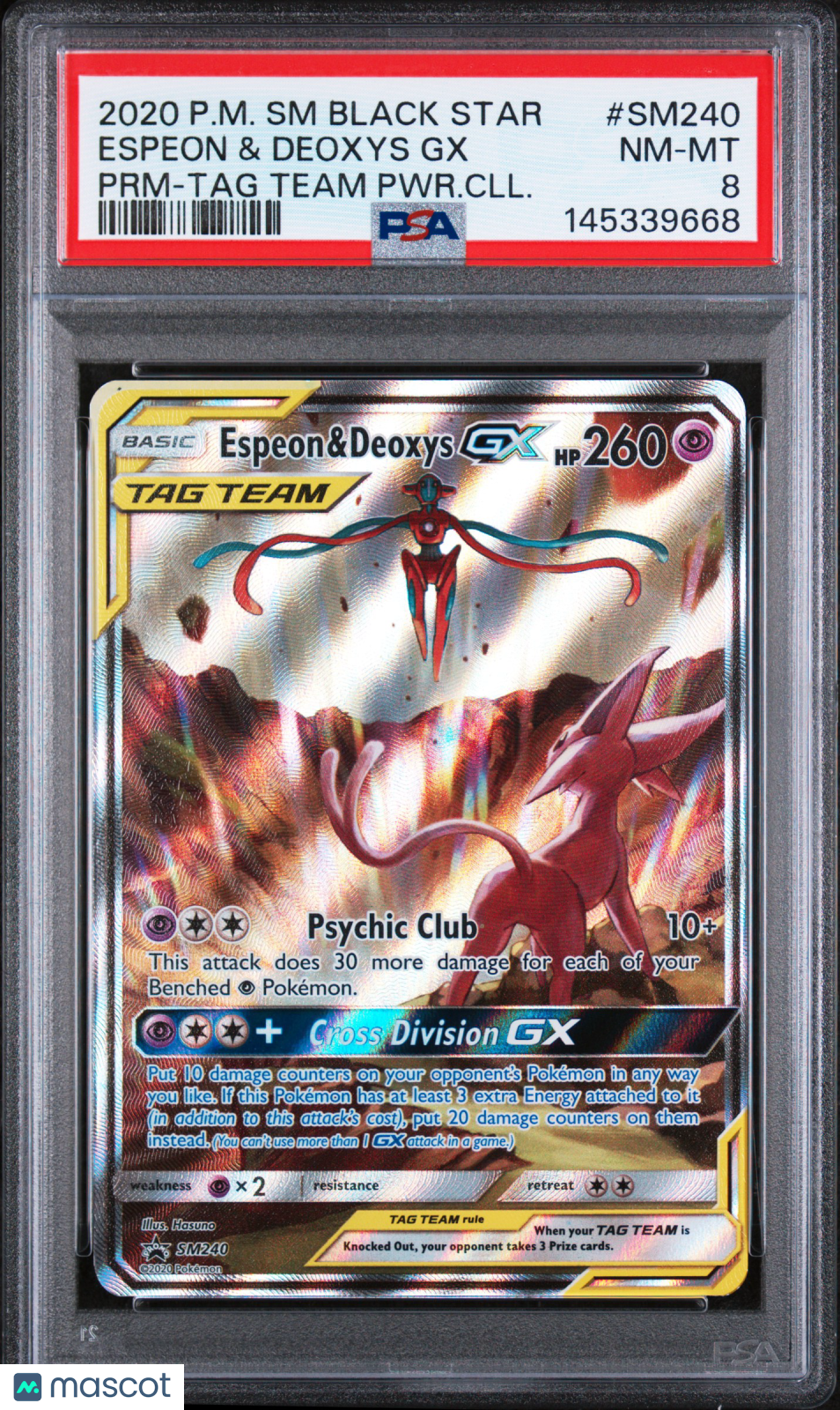 2020 Pokemon SM Black Star Promo Espeon & Deoxys GX PRM-TAG Team PSA 8 #SM240