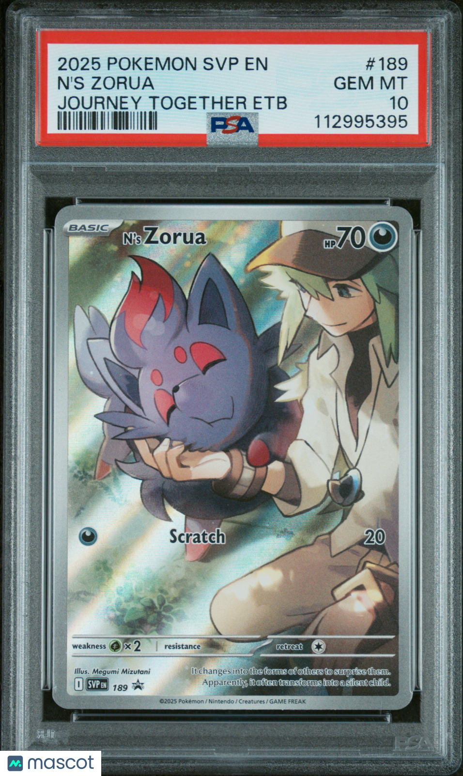 2025 Pokemon SVP EN-SV Black Star Promo N'S Zorua #189 Journey Together PSA 10