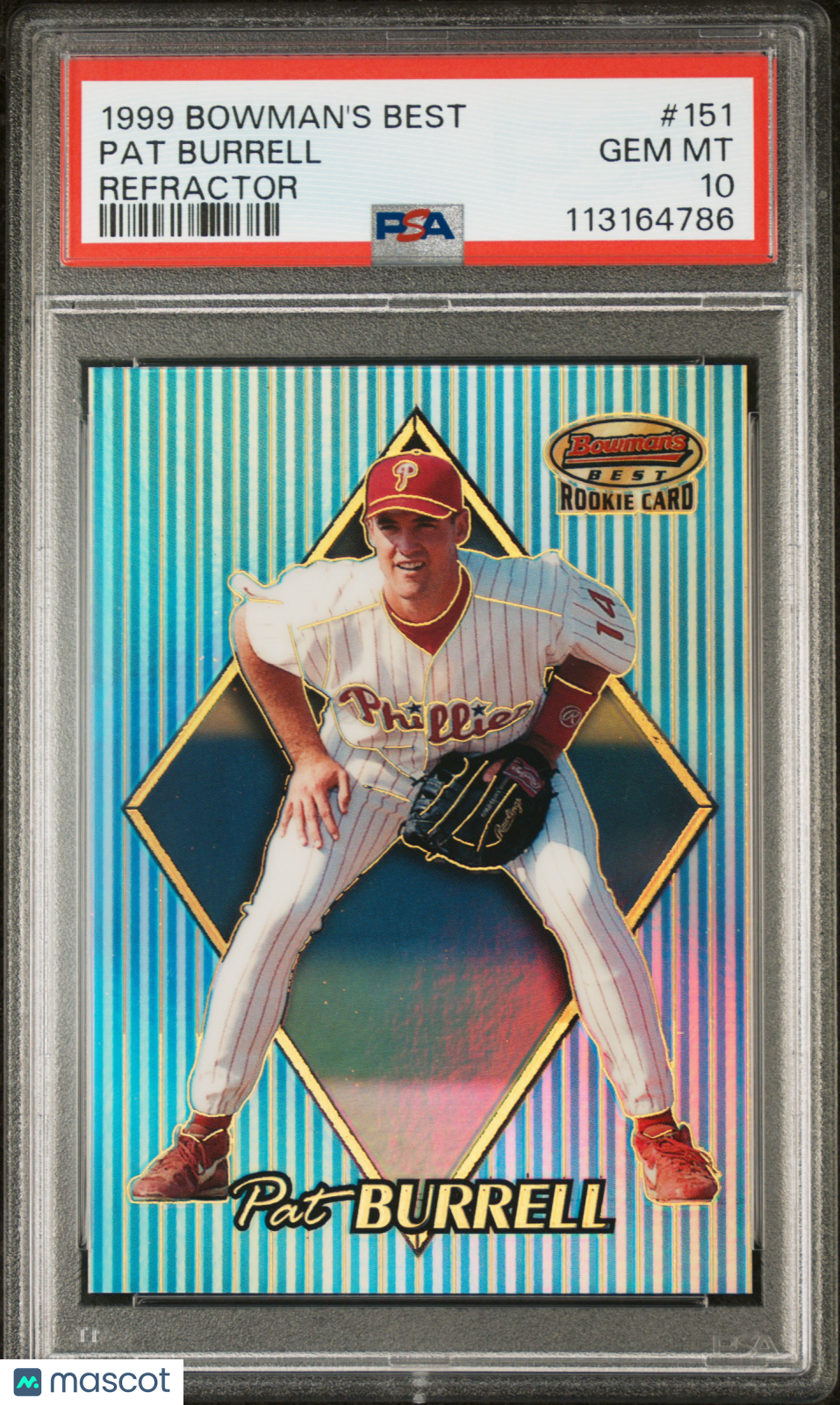 1999 Bowman's Best Pat Burrell #151 ROOKIE Refractor #/400 PSA 10 POP 8