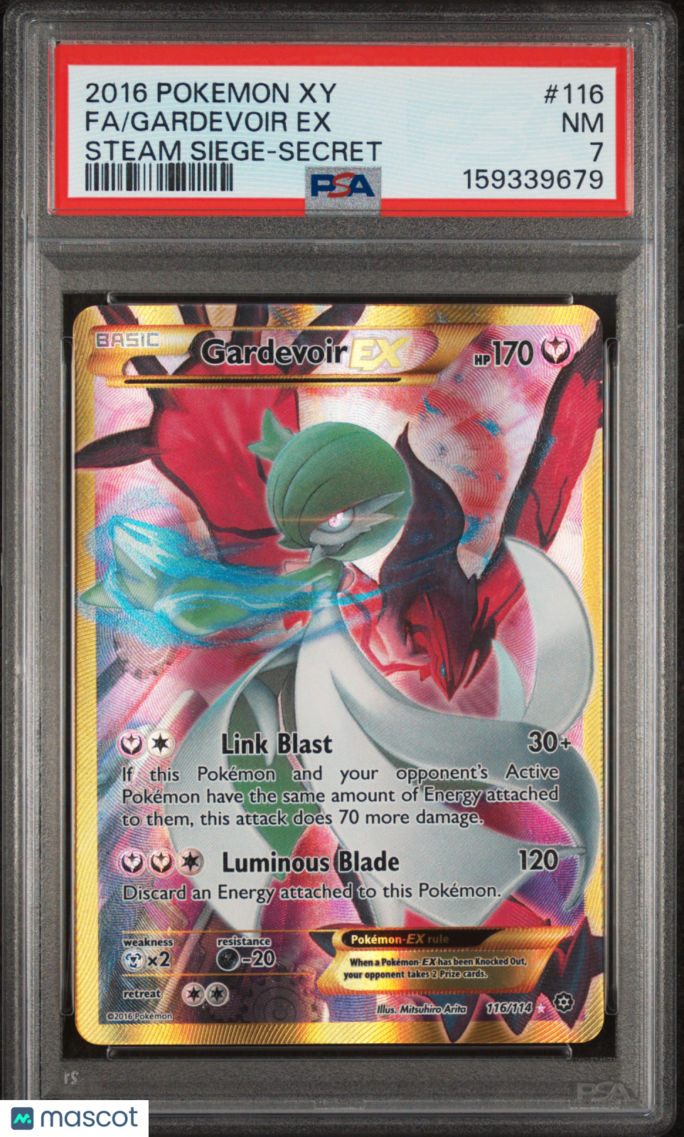 2016 Pokemon Xy Steam Siege Gardevoir EX Foil Full Art -Secret Fa PSA 7 #116