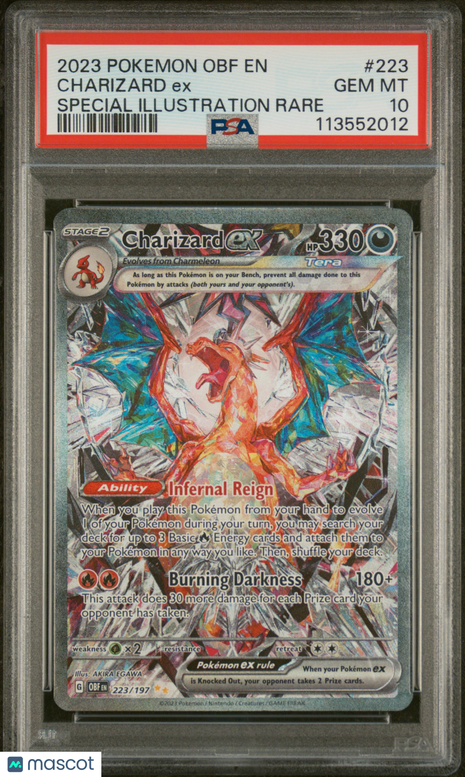 2023 Pokemon Obsidian Flames Charizard EX Special Illustration Rare PSA 10 #223